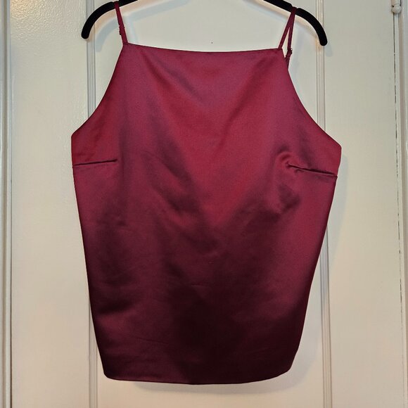 Abercrombie and Fitch Women's Satin Open-Back Apron Top Large Burgundy - Picture 1 of 4